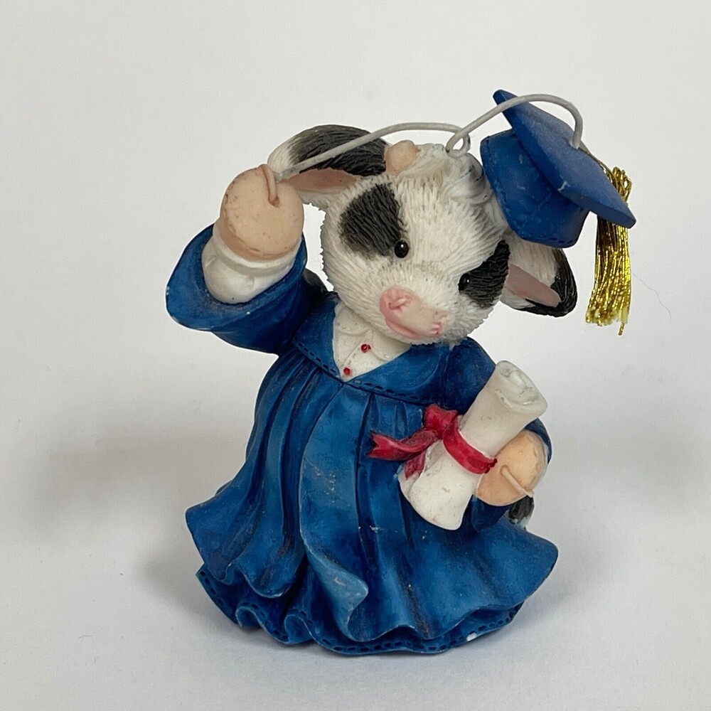 Enesco Corporation 1997 Cowgraduations Cow "Mary" Figure Decoration 3 3/8" high‎
